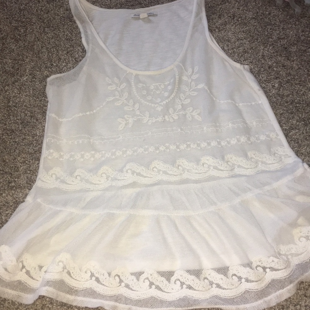 White floral lace American Eagle Tank